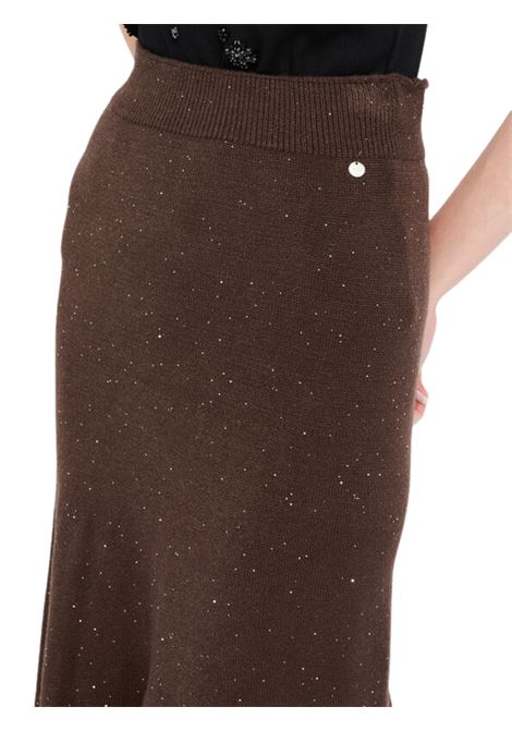 Gonna midi in maglia con paillettes CIOCCOLATO Liu Jo | MF5295MA27RA4367